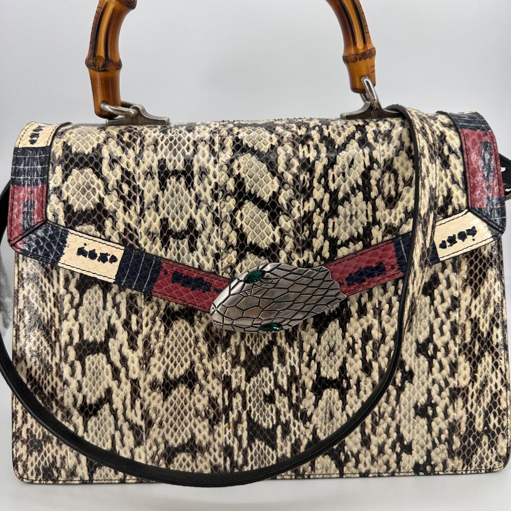 Gucci Snakeskin Small Lilith Bamboo Top Handle Bag - Picture 13 of 14